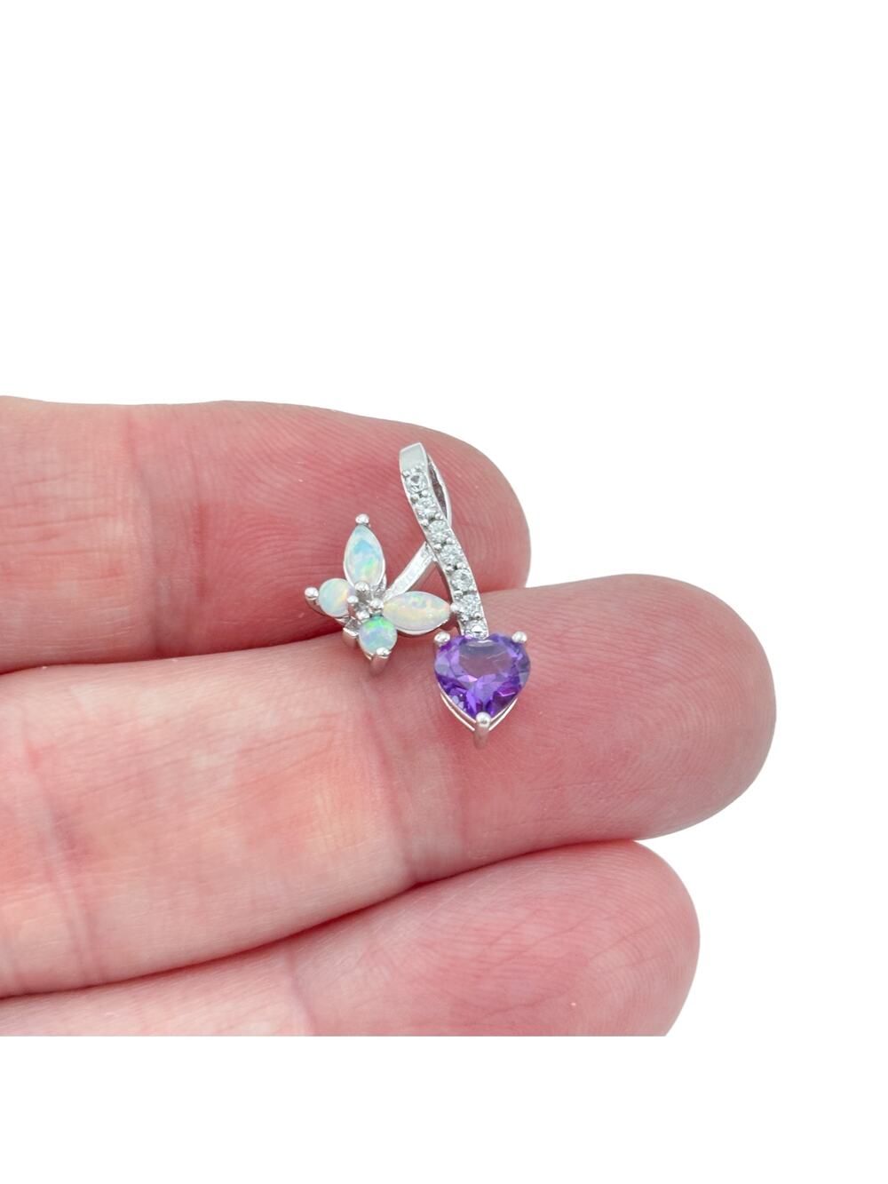 Vintage Sterling Silver 925 Opal Amethyst Topaz Pendant